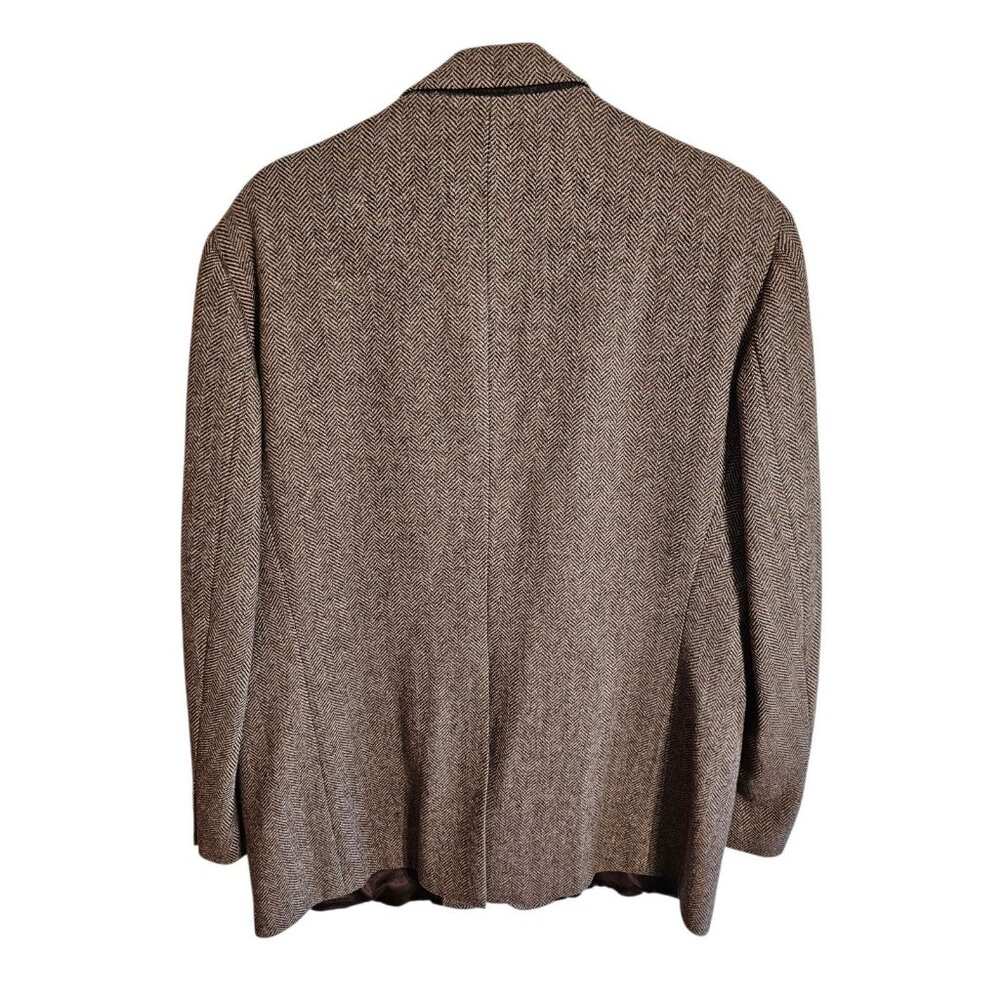 The World's Best Mens 46R Brown Herringbone Tweed Blazer Old Money Tailored Edit - Picture 3 of 9